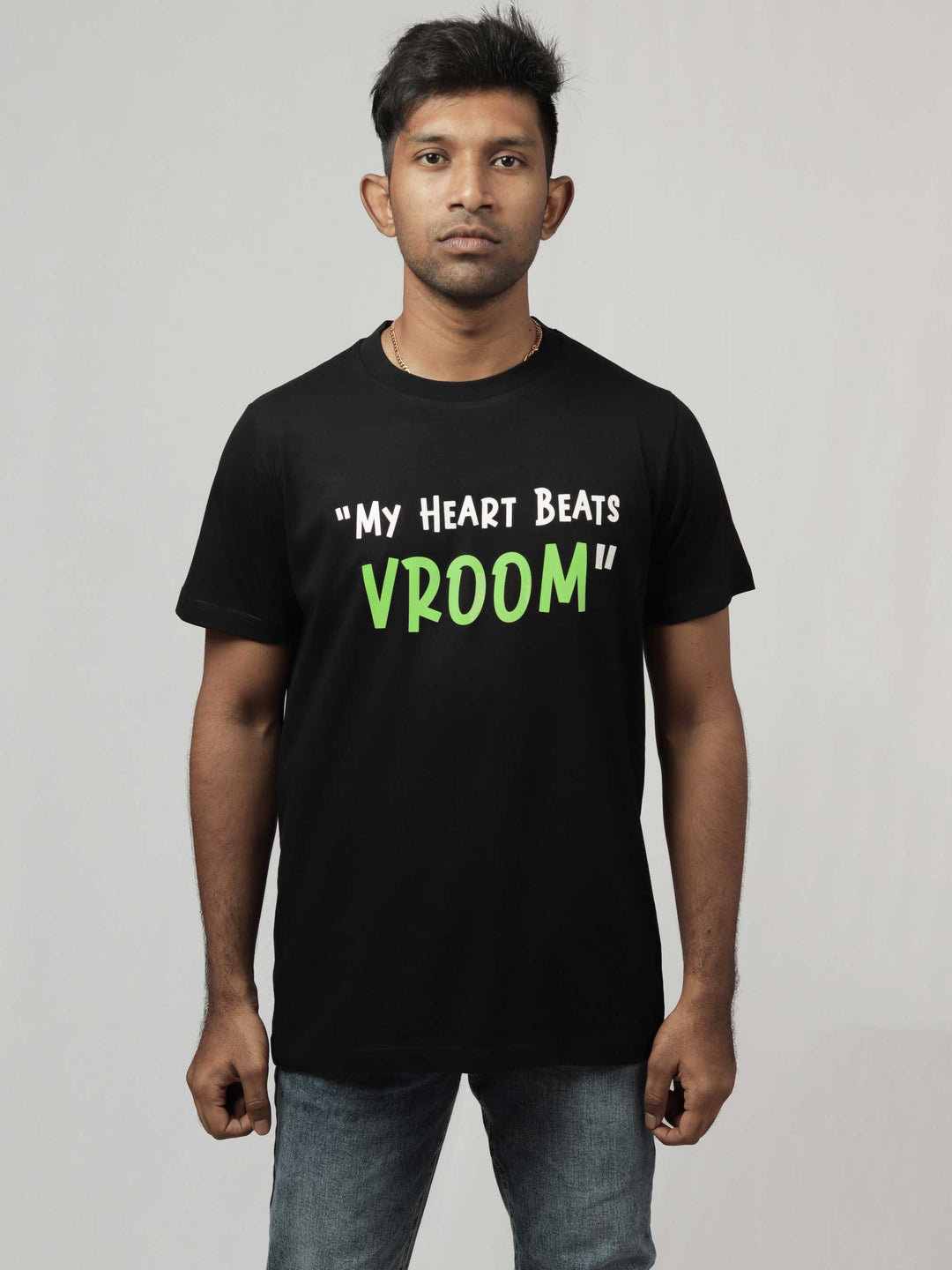 my-heart-beats-vroom-printed-t-shirt-sold-through-online-by-the-leopard-for-bike-or-motorcycle-and-car-enthusiasts-who-love-to-ride-in-india#color_black