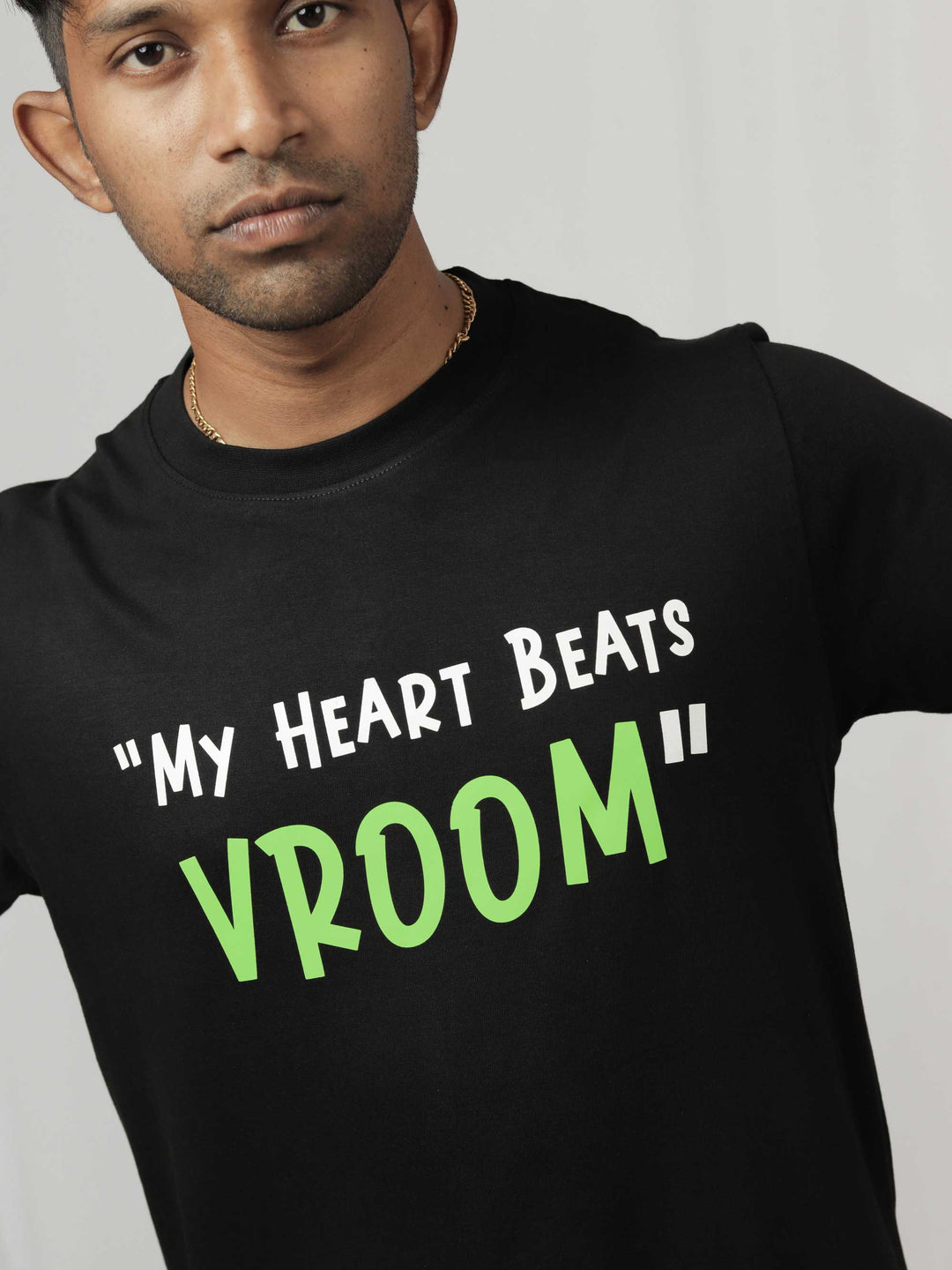 my-heart-beats-vroom-printed-t-shirt-sold-through-online-by-the-leopard-for-bike-or-motorcycle-and-car-enthusiasts-who-love-to-ride-in-india#color_black