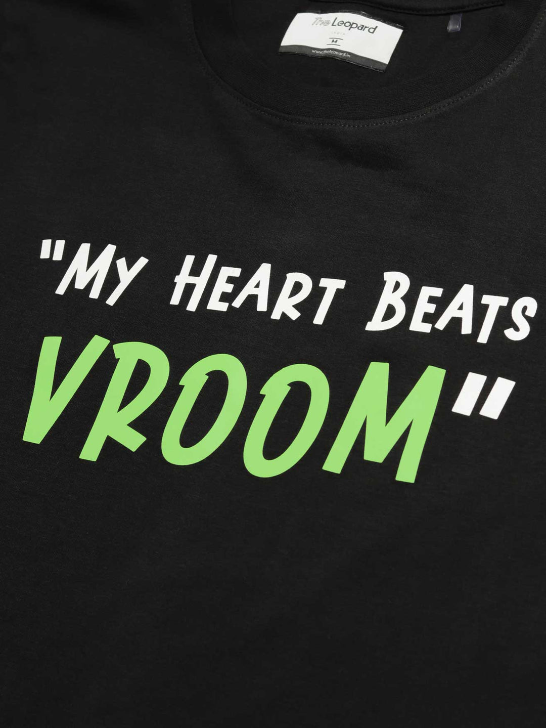 my-heart-beats-vroom-printed-t-shirt-sold-through-online-by-the-leopard-for-bike-or-motorcycle-and-car-enthusiasts-who-love-to-ride-in-india#color_black