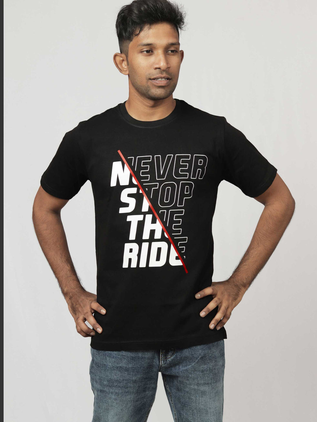 never-stop-the-ride-printed-t-shirt-sold-through-online-by-the-leopard-for-bike-or-motorcycle-and-car-enthusiasts-who-love-to-ride-in-india